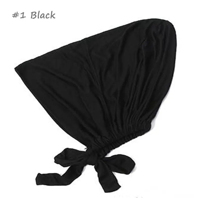Soft elastic modal underscarf in beige, providing comfortable fit under hijabs for Muslim women 