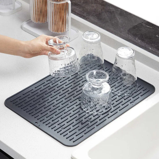 Foldable Drainer Mat Silicone Dish Drying Mat Heat Resistant Placemat Insulated Soft Rubber Coaster Dish Draining Anti Slip Pad