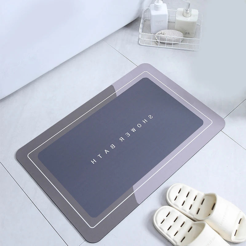 Absorbent bathroom bath mat with anti-slip backing