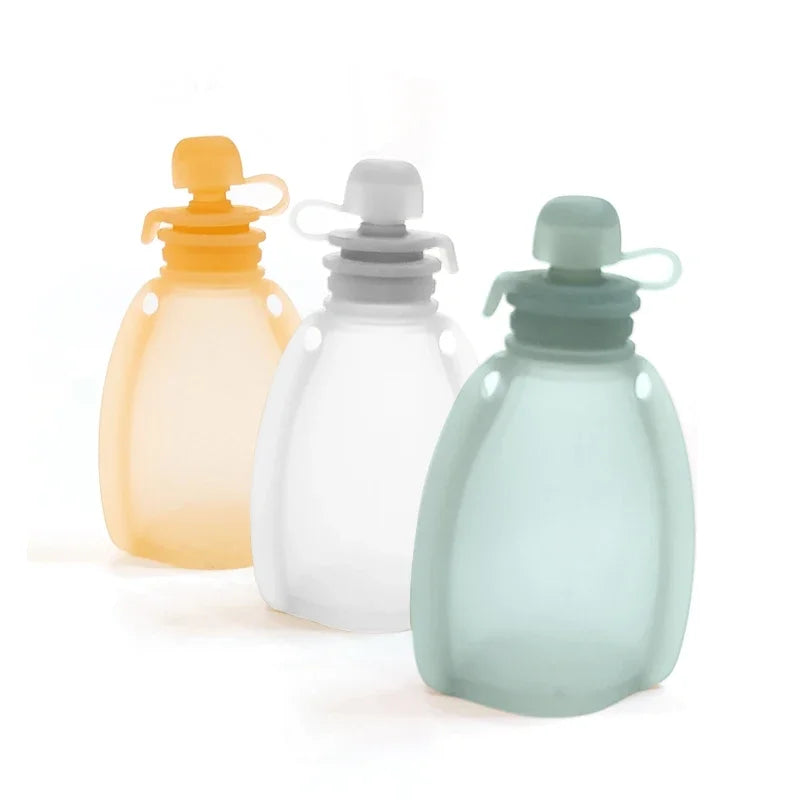 120ML Bpa Free Refillable Silicone Baby Food Bags Reusable Squeeze Storage Containers for Toddlers Kids Bpa Free