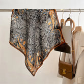 70cm square scarf for women with cashew print, breathable imitation silk fabric