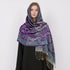 Soft and warm cashmere hijab with bohemian print, styled as a headscarf or wrap