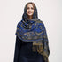 Soft and warm cashmere hijab with bohemian print, styled as a headscarf or wrap