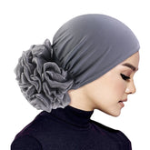 Elastic hair band turban for women, comfortable beanie style with flower accent