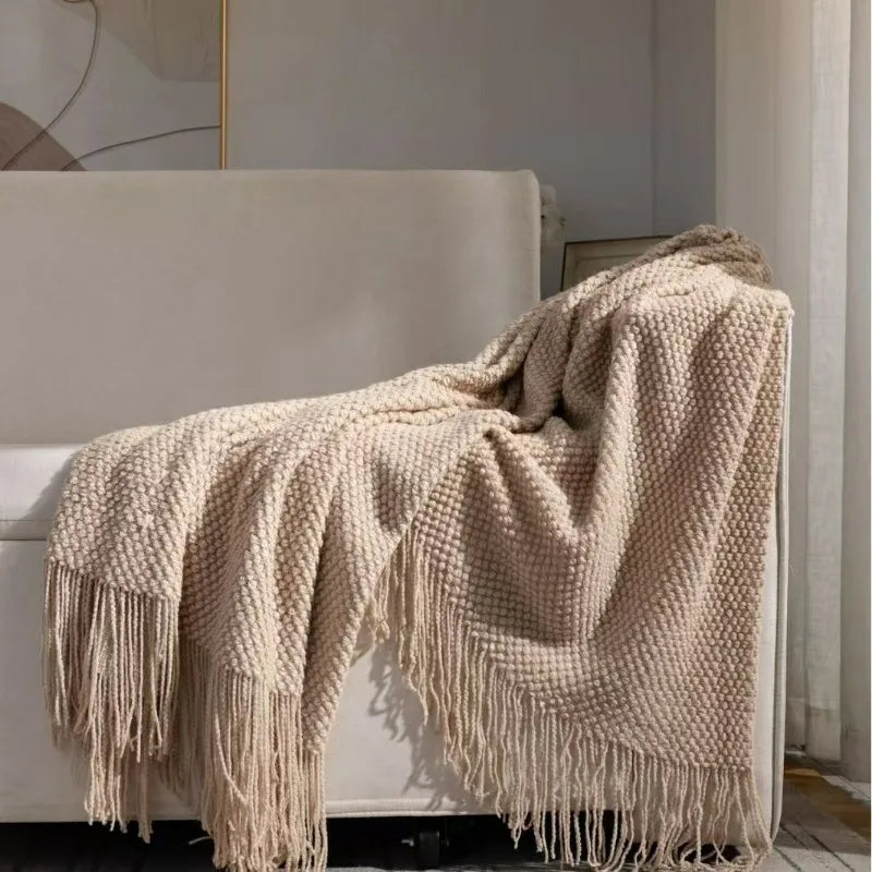2025 tassel towel throw blanket for sofa, bed, or bedside flag