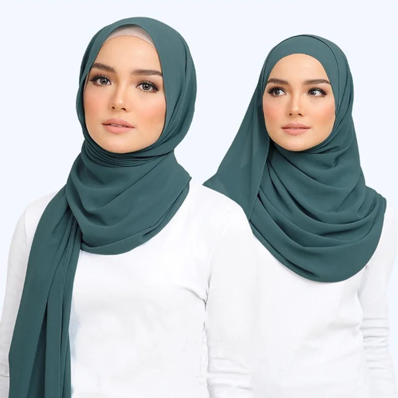Lightweight voile headscarf in soft pastel tones, ideal for Muslim women&