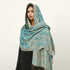 Soft and warm cashmere hijab with bohemian print, styled as a headscarf or wrap