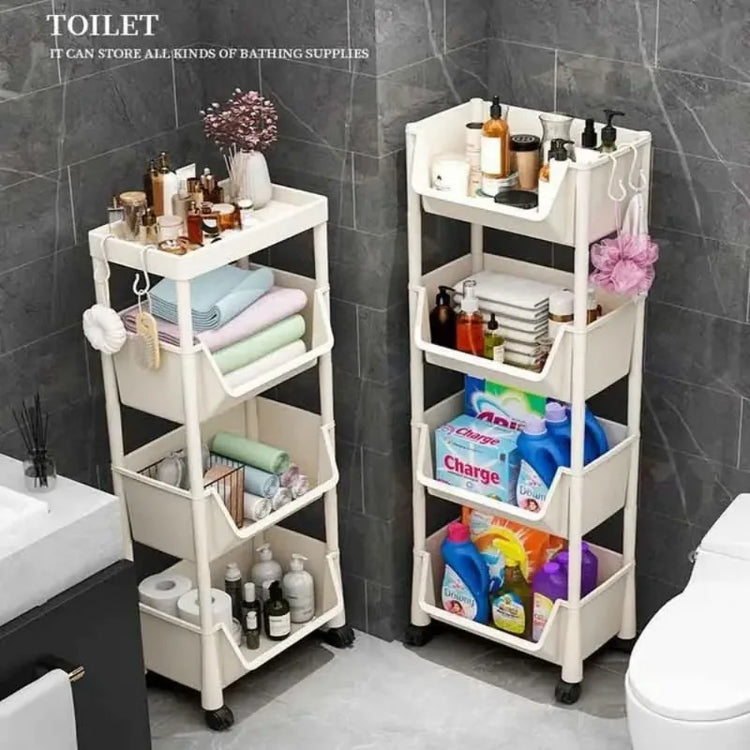 Multi-functional storage cart with wheels for kitchen, bathroom, and office use